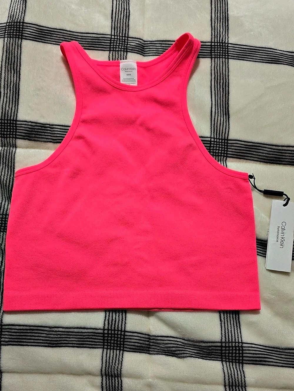 Calvin Klein Performance Cropped Tank Top in Pink Size Medium NWT
